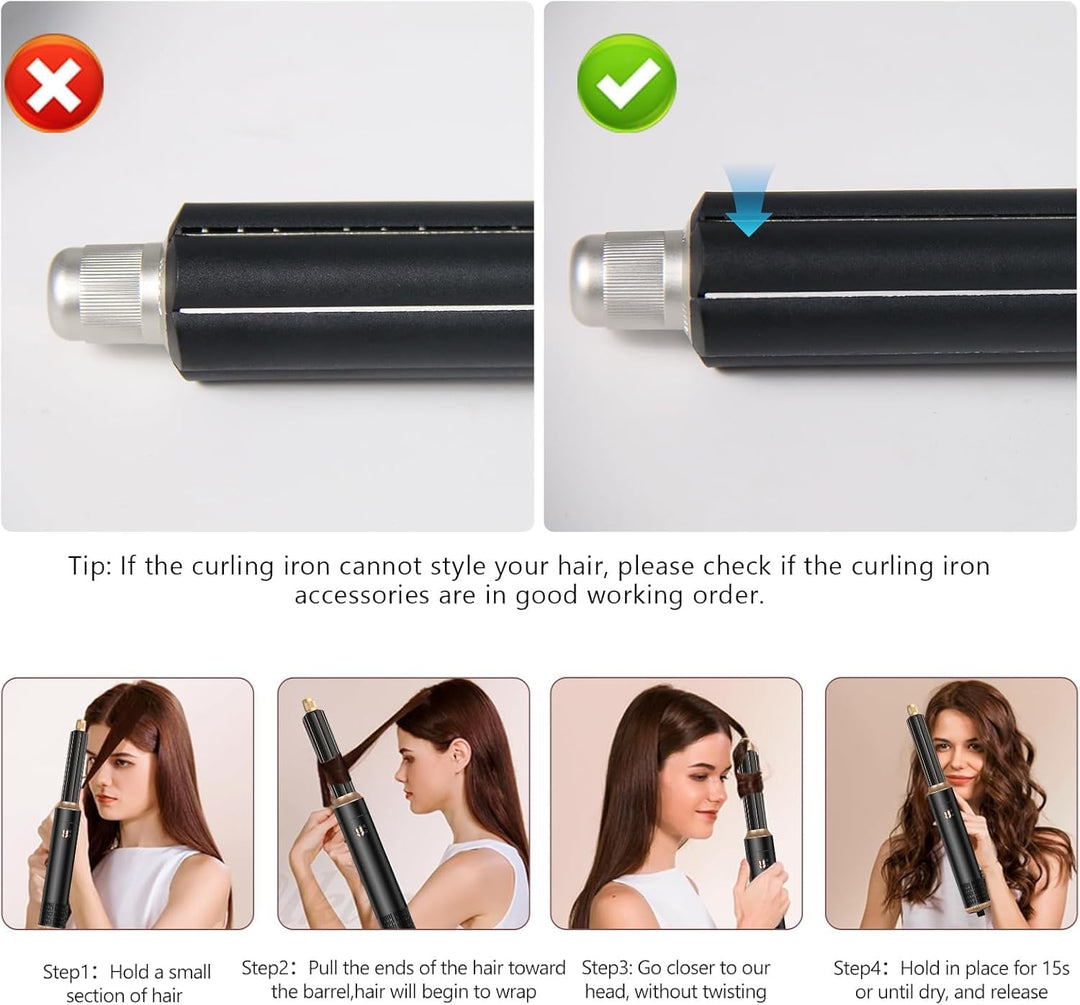 Journeyside 5-in-1 Airstyler Set 1000W, Professioneller Warmluftbürste mit Lockenstab&amp;Glätteisen, Mu