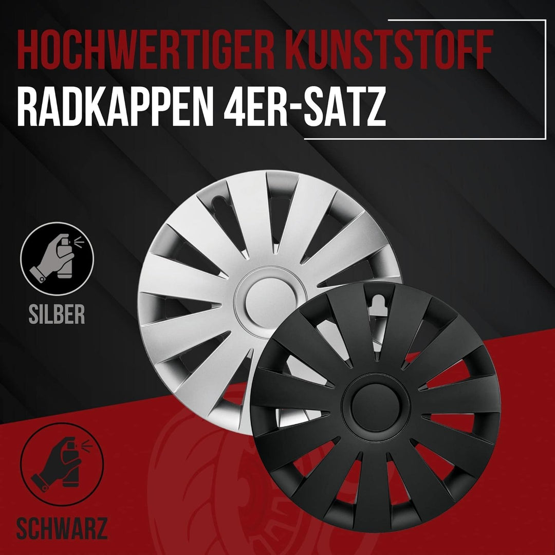 Albrecht 16 Zoll Radkappen schwarz für Stahlfelgen - Strike Radzierblenden aus hochwertigem Kunststo