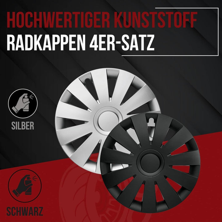 Albrecht 16 Zoll Radkappen schwarz für Stahlfelgen - Strike Radzierblenden aus hochwertigem Kunststo
