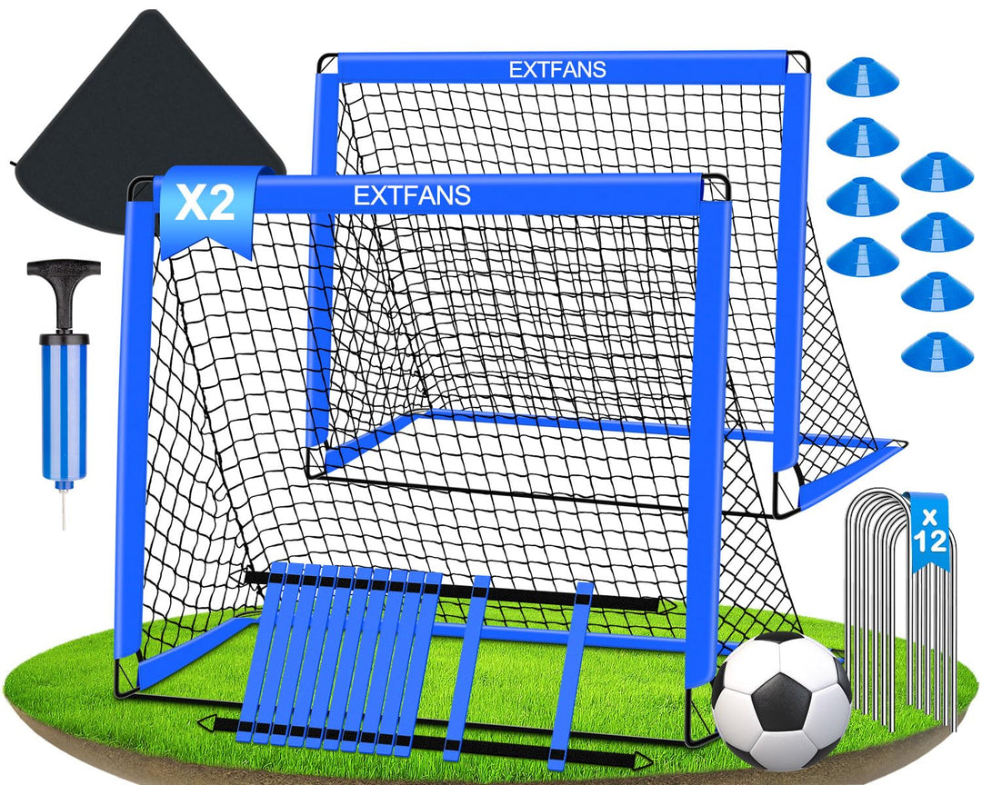 Fussballtore für Garten Kinder 2er Set: Pop-Up Fussballtor Kinder mit Agility-Leiter - Fussball Trai