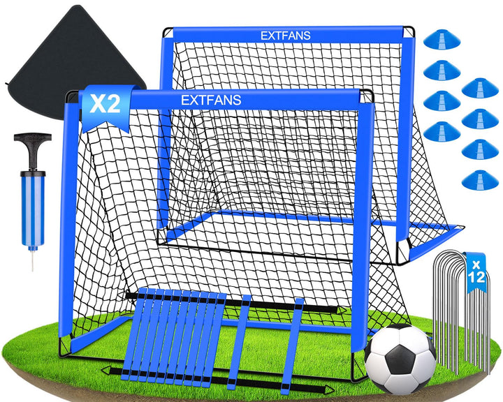 Fussballtore für Garten Kinder 2er Set: Pop-Up Fussballtor Kinder mit Agility-Leiter - Fussball Trai