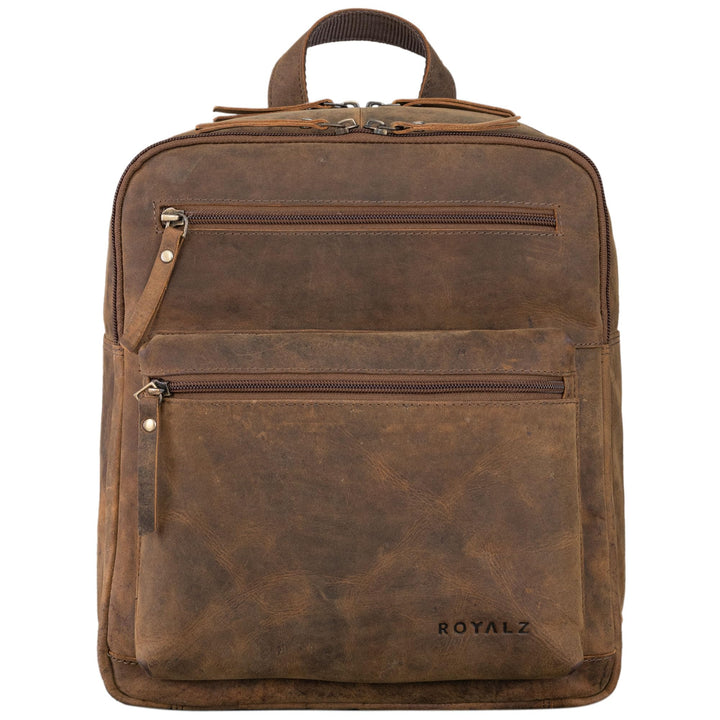 ROYALZ 'Baltimore' Vintage Lederrucksack Mittel-Gross - Echtleder Rucksack für Damen und Herren Neva