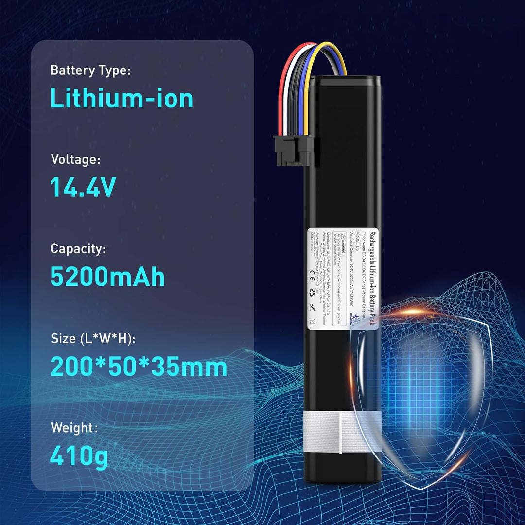 melasta Akku 14.4V 6500mAh für Neato Staubsauger, Lithium-Ionen Akku für NeatoBotvac D3 D4 D5 D6 D7