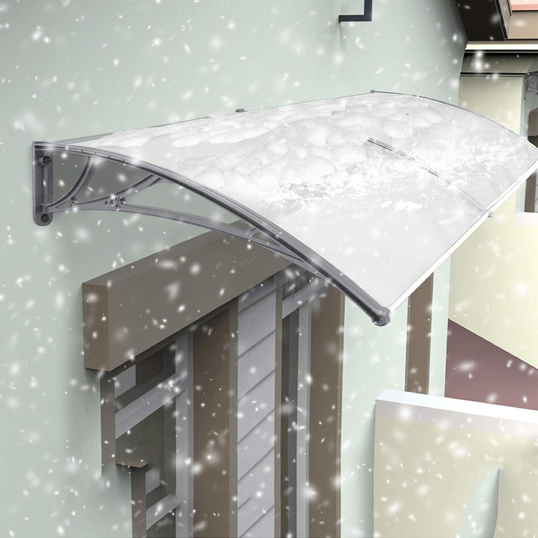 NAIZY 150 x 100cm Vordach für Haustür Pultbogenvordach Überdachung Haustür aus Polycarbonat und Alum