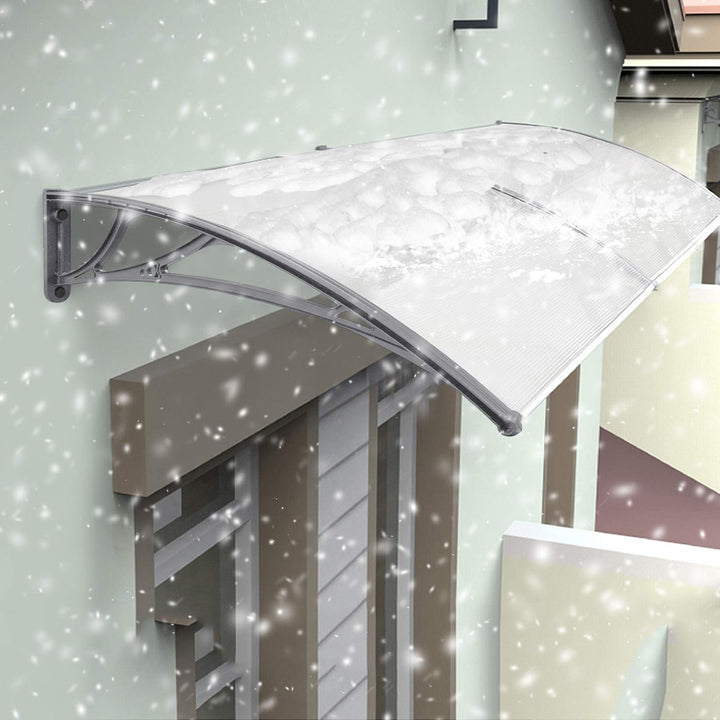 NAIZY 150 x 100cm Vordach für Haustür Pultbogenvordach Überdachung Haustür aus Polycarbonat und Alum