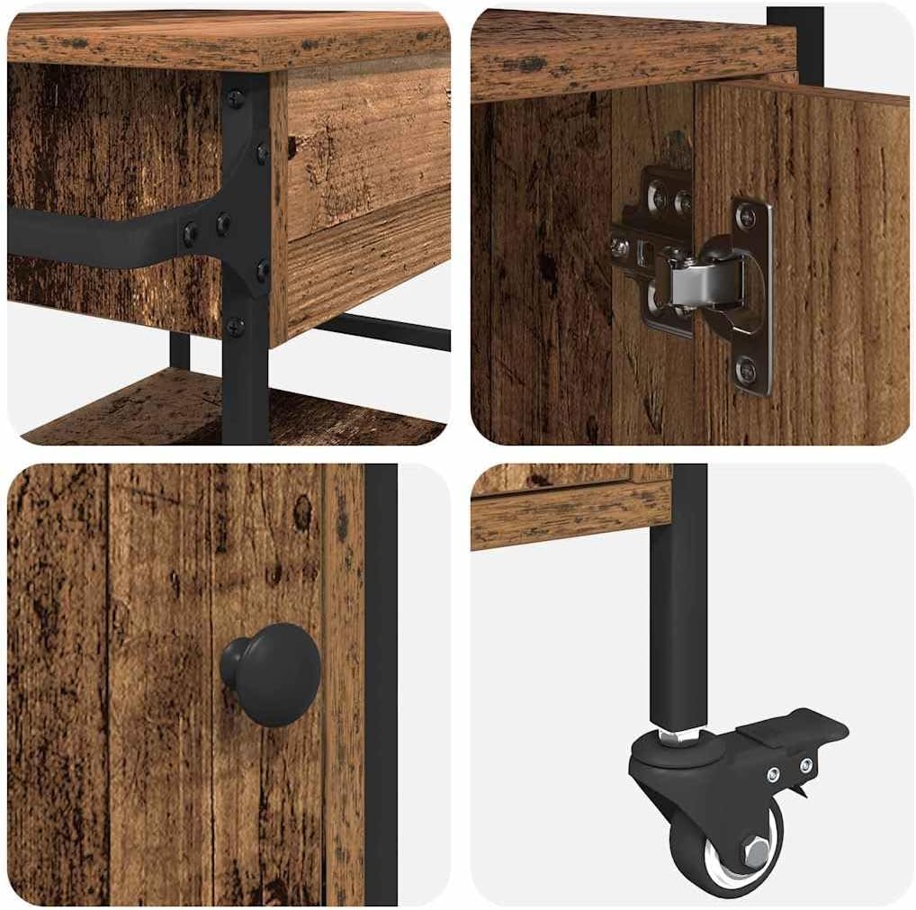 vidaXL Küchentrolley Altholz 56 x 43 x 89,5 cm Holzwerkstoff, Moderner Küchenwagen, rechteckig, robu