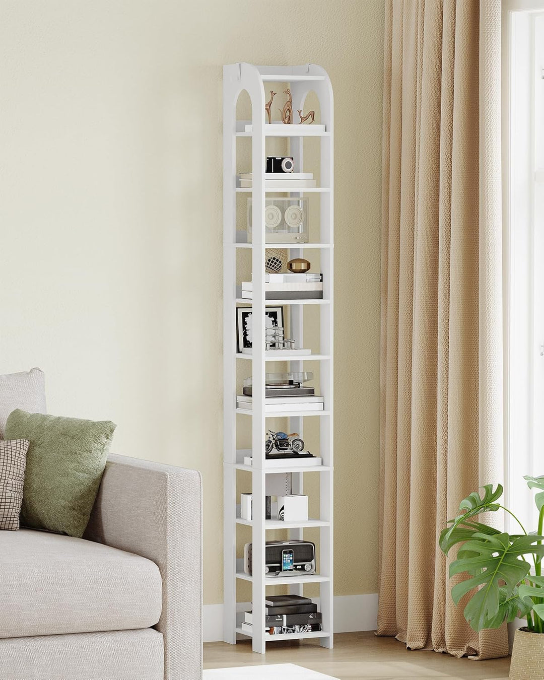 Hzuaneri Vertikales Schuhregal, 11 Ebenen Schmale Schuhregale, Holz-Schuh-Organizer für Schrank, Ein