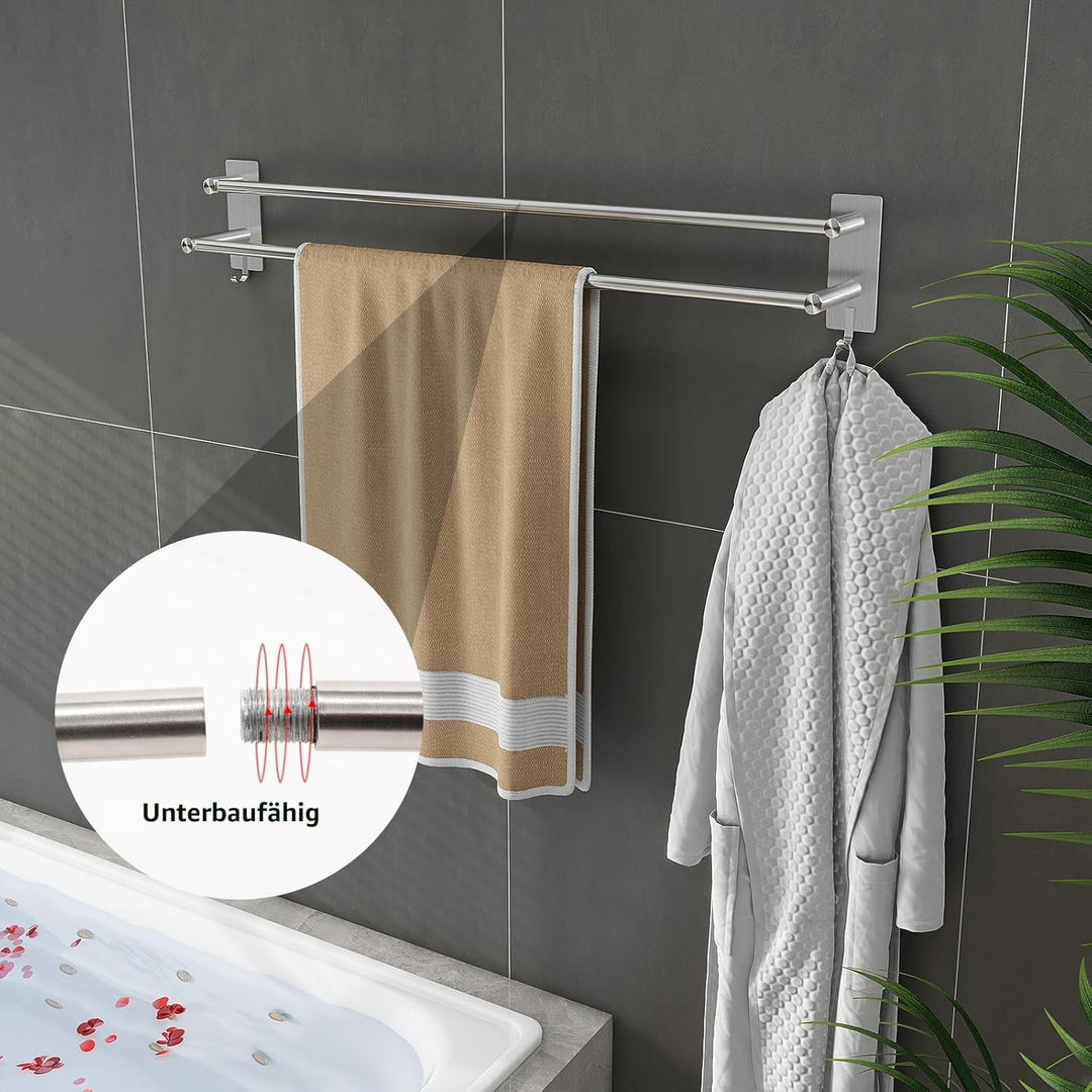 JS Handtuchhalter Ohne Bohren SUS304 Edelstahl Handtuchhalter Wand 80CM Doppelstange Handtuchstange
