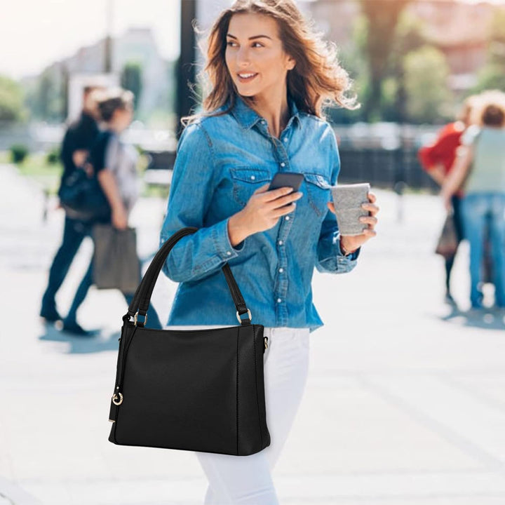 HAWEE Mode Damen Handtasche aus Weiches PU-Leder Umhängetasche Grosse Schultertasche mit Reissversch