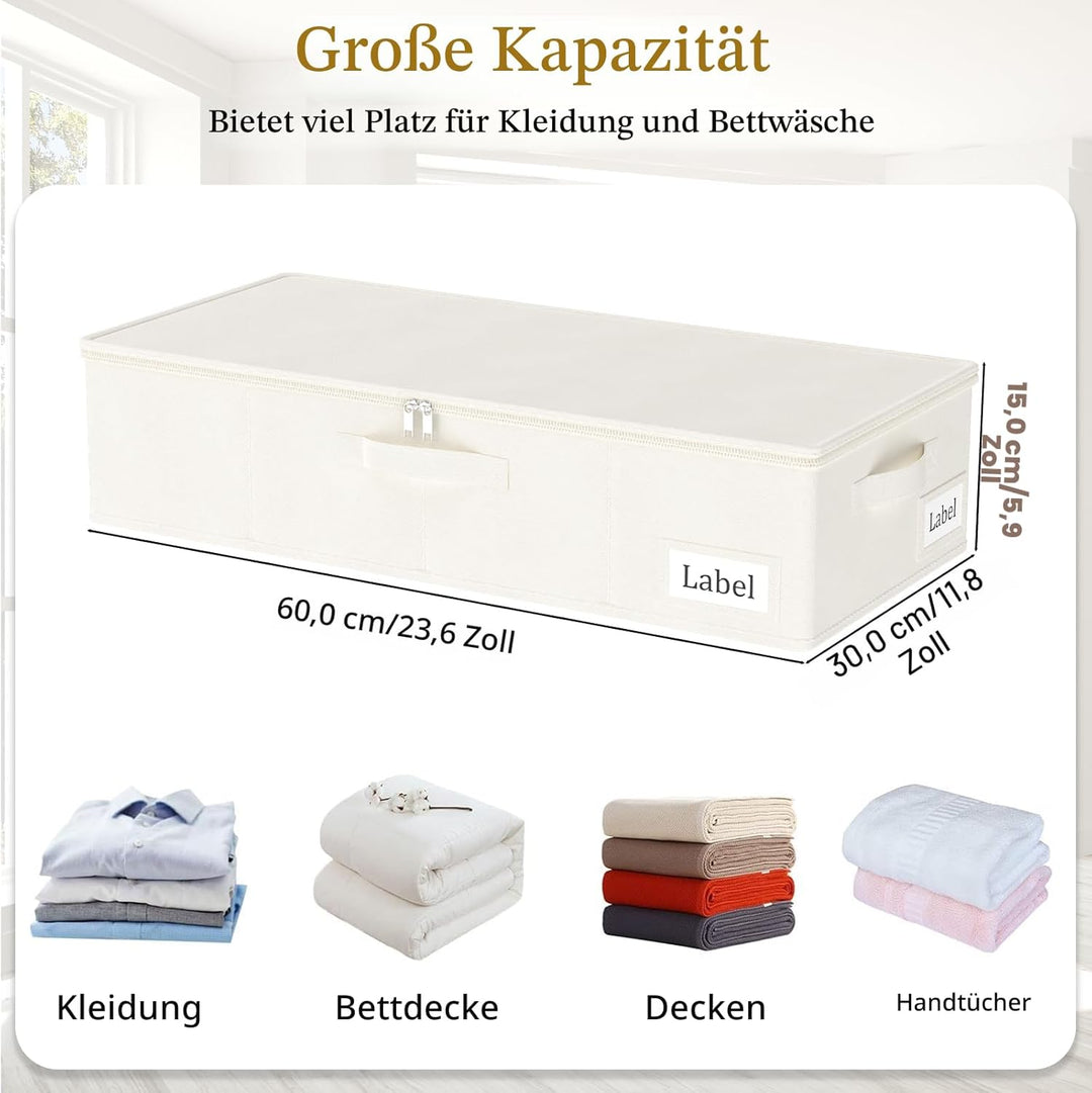 Yawinhe Faltbarer Unterbett-Aufbewahrungskorb mit Deckel, Aufbewahrungstasche Unterbettkommode mit L