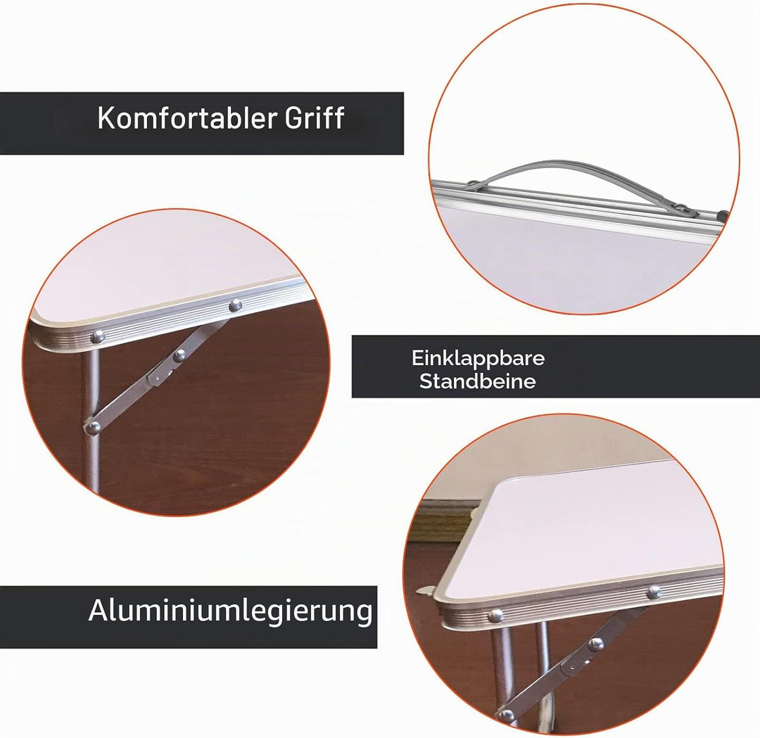 Kleiner Klapptisch, kompakt, 60 cm, zusammenklappbar, für Camping, Picknick, niedriger Tisch, tragba
