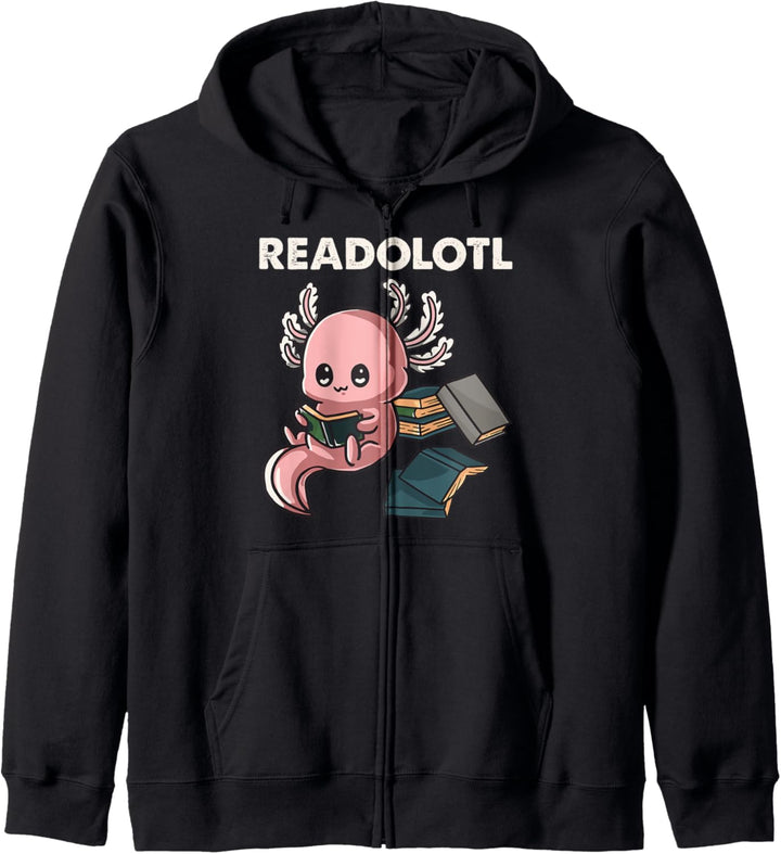 Readolotl Axolotl liest Buch Amphibie Literatur Leser Kapuzenjacke