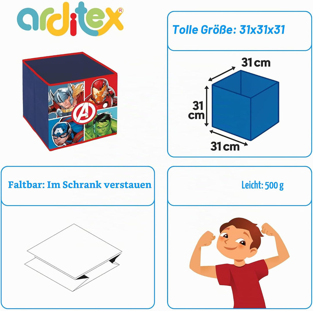 ARDITEX - Faltbare Aufbewahrungsbox Avengers von Marvel - 31x31x31cm - Zum Verstauen von Spielzeug,