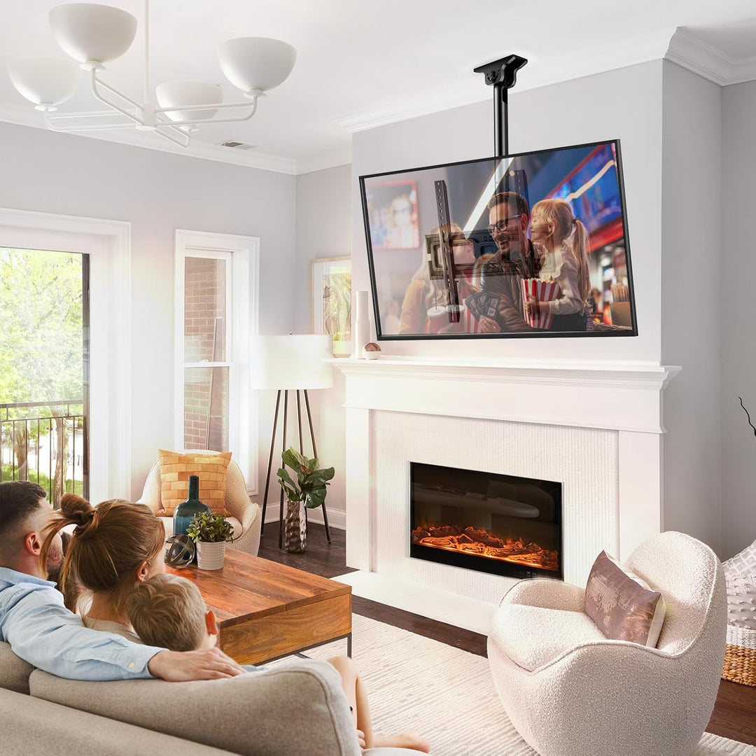 TV-Halterung für TV-Decke, neigbar und schwenkbar, verstellbar für Bildschirme von 26 bis 65 Zoll –