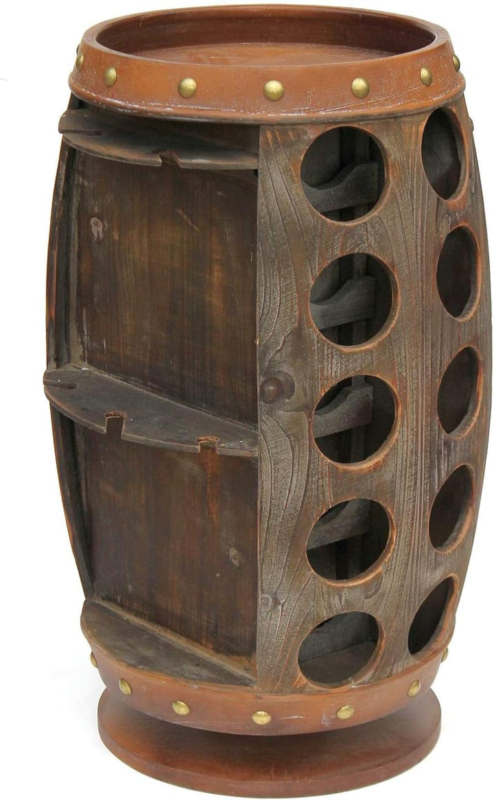 DanDiBo Weinregal Holz Braun 360° Drehbar Weinfass 71 cm 9205-R Bar Flaschenregal Flaschenständer Fa