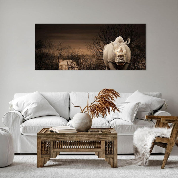 Wandbilder Dekoration Wohnzimmer Tier Nashörner Insekten Panorama Bilder auf Leinwand 120x50cm Leinw