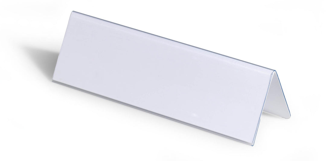 Durable Tischnamensschild 61/122 x 210 mm, transparent mit weisser Papiereinlage, 25 Stück, 805219,