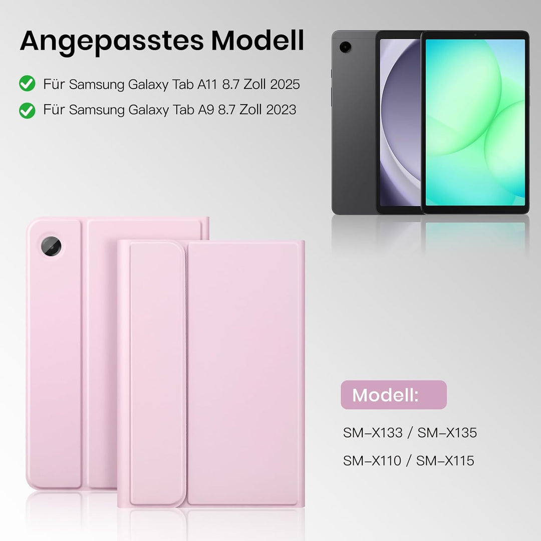 Hülle mit Tastatur für Samsung Galaxy Tab A11 / A9 8.7 Zoll 2025 | Tastatur für Samsung Galaxy Tab A
