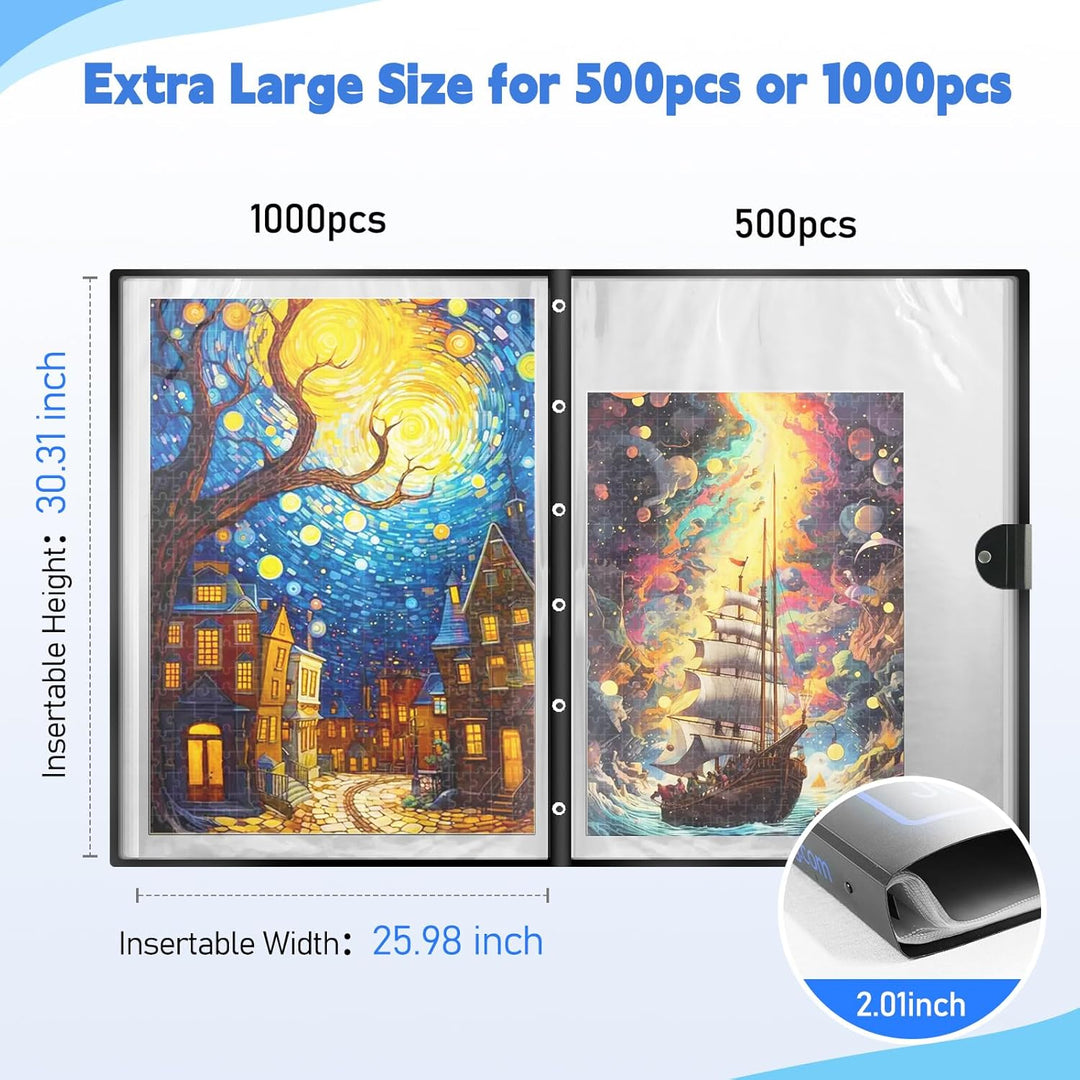 Grosser Puzzle-Ordner für 500–1000 Teile, platzsparende Puzzle-Aufbewahrung für bis zu 20 Puzzles, m
