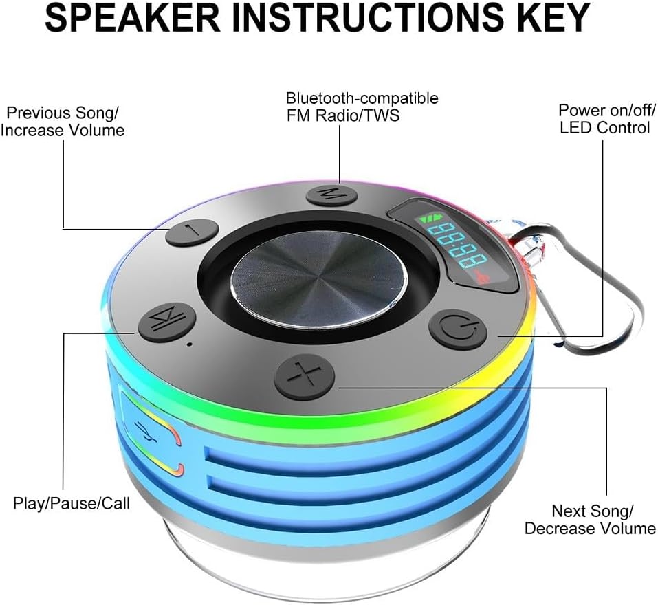 Tragbares Duschradio mit High-Definition-Sound, wasserdichtes Design zum Baden oder Outdoor-Spass (s