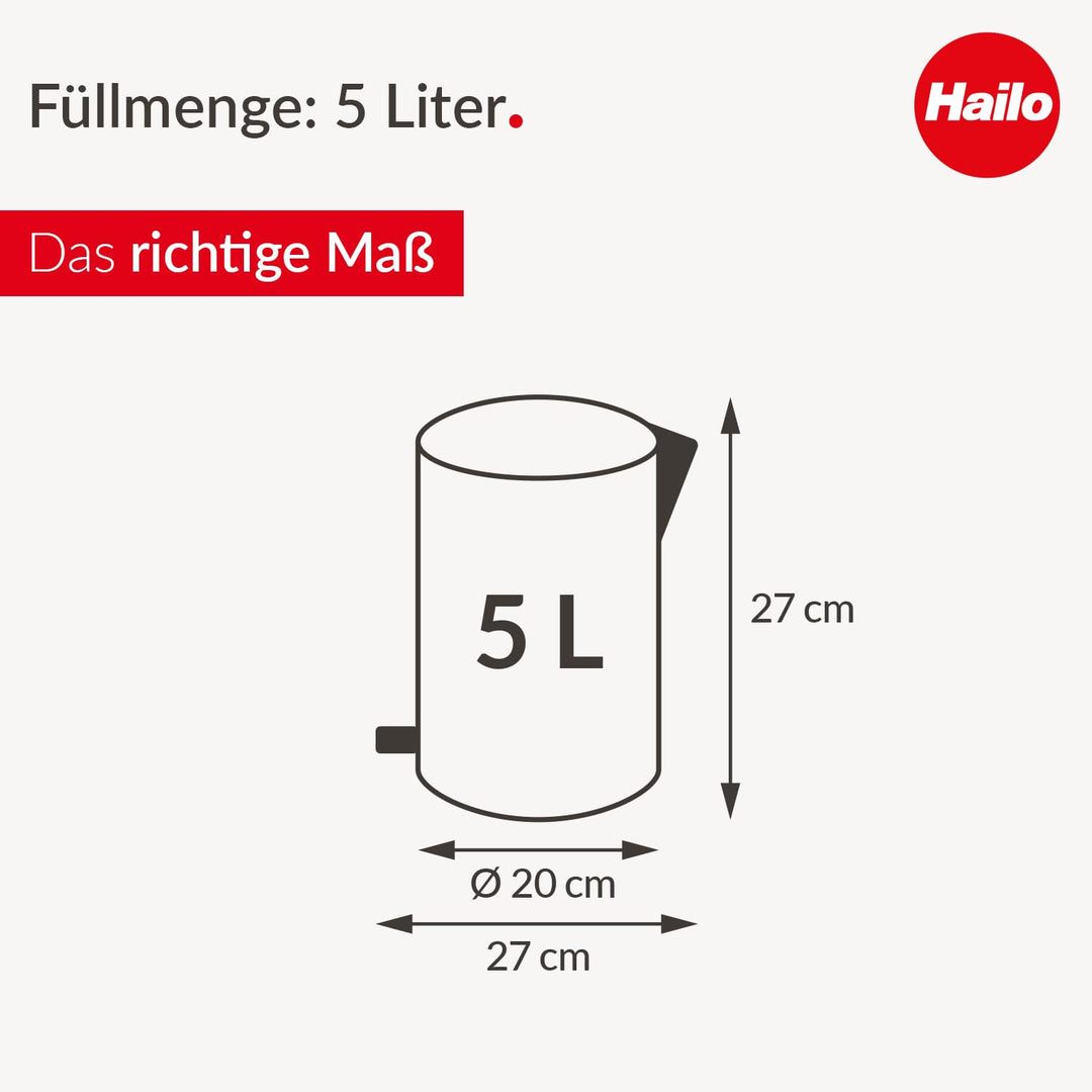 Hailo Selekta by runder Tretmülleimer mit Soft Close Deckel - 5L Fassungsvermögen - herausnehmbarer