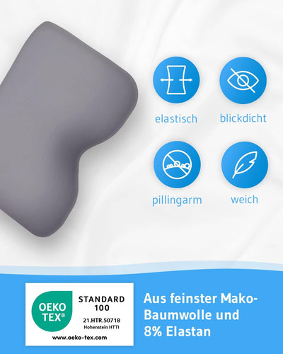 Kissenbezug Grau Doppelpack, Perfekt für GIANFAR Seitenschläfer-Kissen, Baumwolle (Double Jersey), B