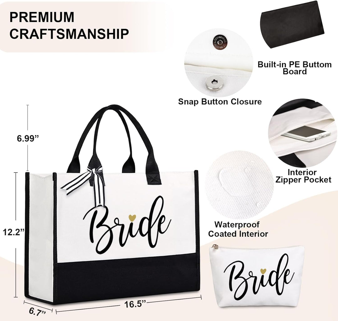Lamyba Bride Bag with Makeup Bag and Reinforced Bottom, Bride Gifts/Bridal Shower Gifts for Bride, B