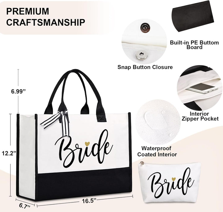 Lamyba Bride Bag with Makeup Bag and Reinforced Bottom, Bride Gifts/Bridal Shower Gifts for Bride, B