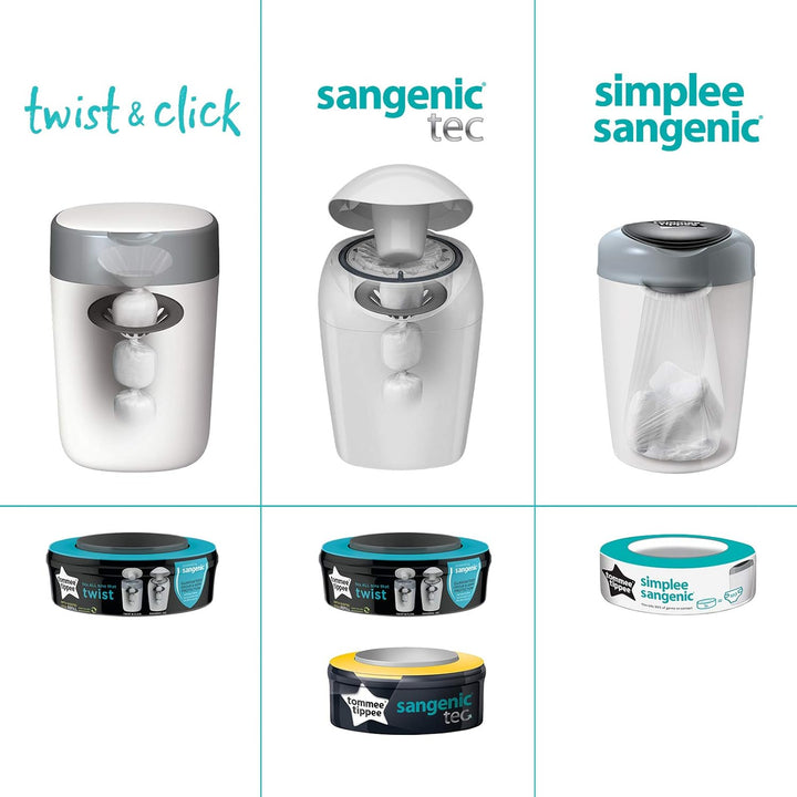 Tommee Tippee Windeleimer Twist & Click Sangenic Tec, Geruchsdichtes Windelentsorgungssystem, Inklus
