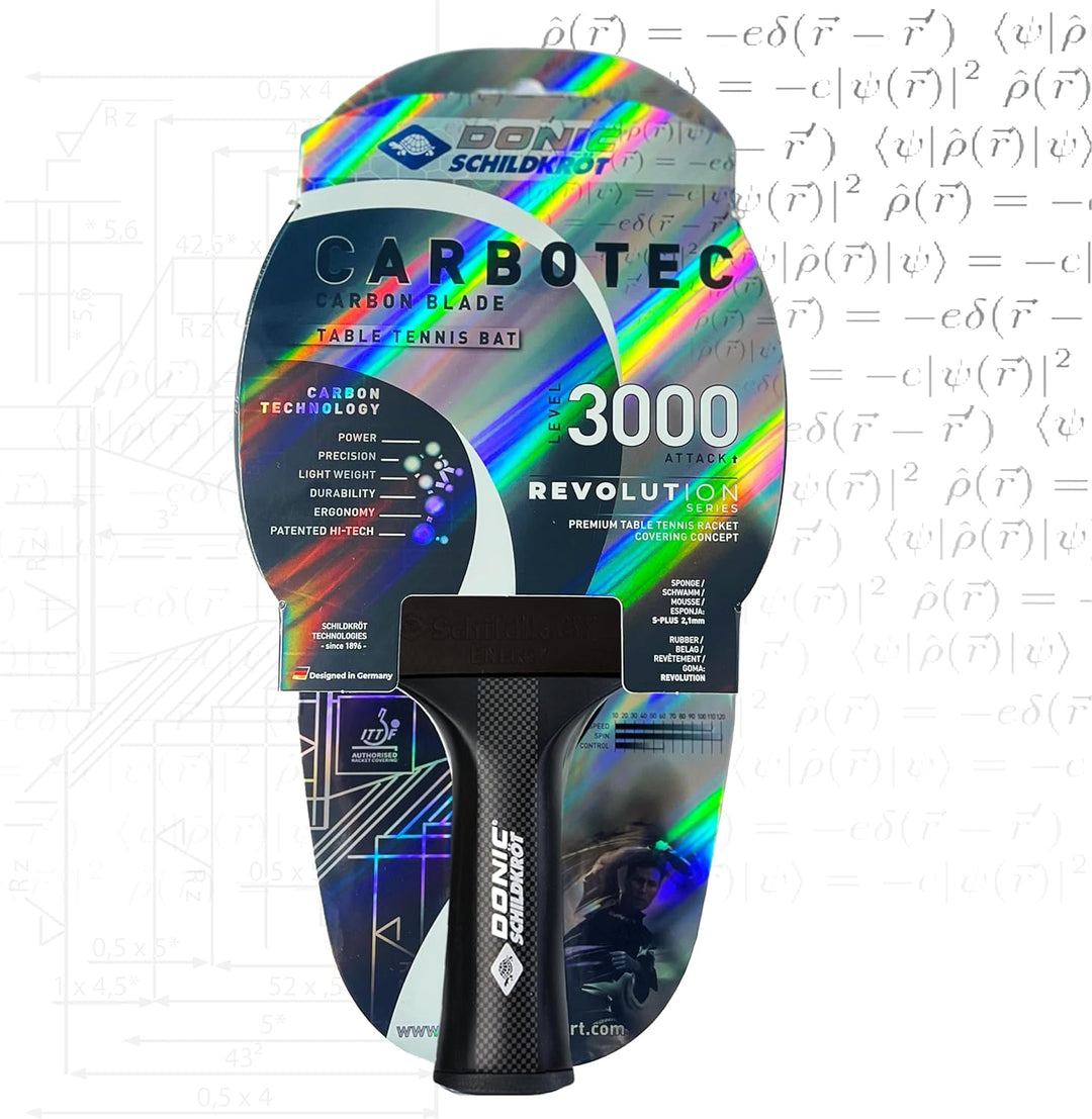 Donic-Schildkröt Carbon Tischtennisschläger CarboTec 3000, One-Piece Konstruktion, Schwarz