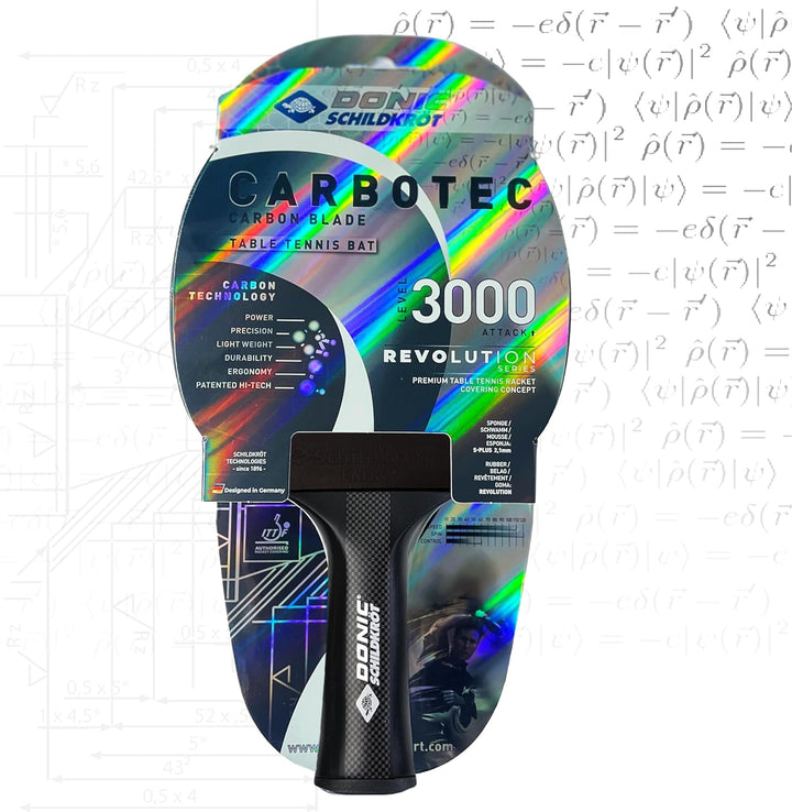 Donic-Schildkröt Carbon Tischtennisschläger CarboTec 3000, One-Piece Konstruktion, Schwarz