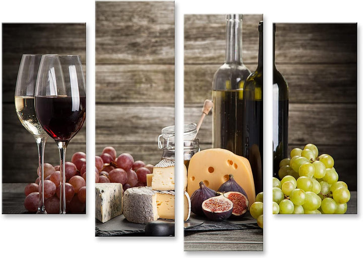 islandburner Bild auf Leinwand Wein Und Käse Stillleben Bilder Wandbilder Poster Leinwand 130x80cm -