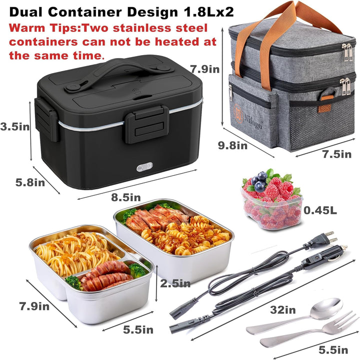Elektrische Lunchbox 100W，1,8L,12V/24V/230V für Auto Lkw Büro | Einfach für 20-30 Minuten, 100W Schn