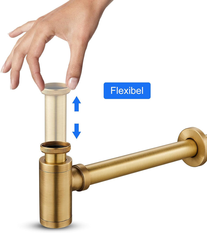 KEOKBON Universal Siphon, Siphon für Waschbecken & Waschtisch, Keymark Messing Syphon Sifon Universa
