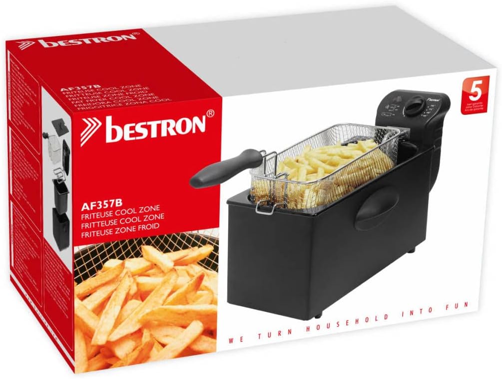 Bestron AF357B Öl-Fritteuse mit Kaltzonentechnologie, 3,5 Liter, 2000 Watt, Farbe: