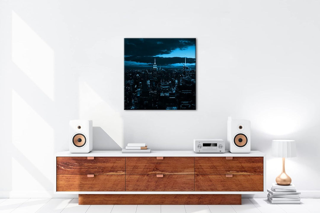 deyoli zauberhafte Skyline bei Nacht Format: 60x60 cm als Leinwandbild Effekt: Monocrome Blau, Motiv
