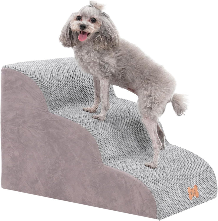 Hundetreppe für Kleine Hunde, 3 Stufen Haustiertreppe für Bett und Sofa aus Hochdichtem Schwamm, Kat