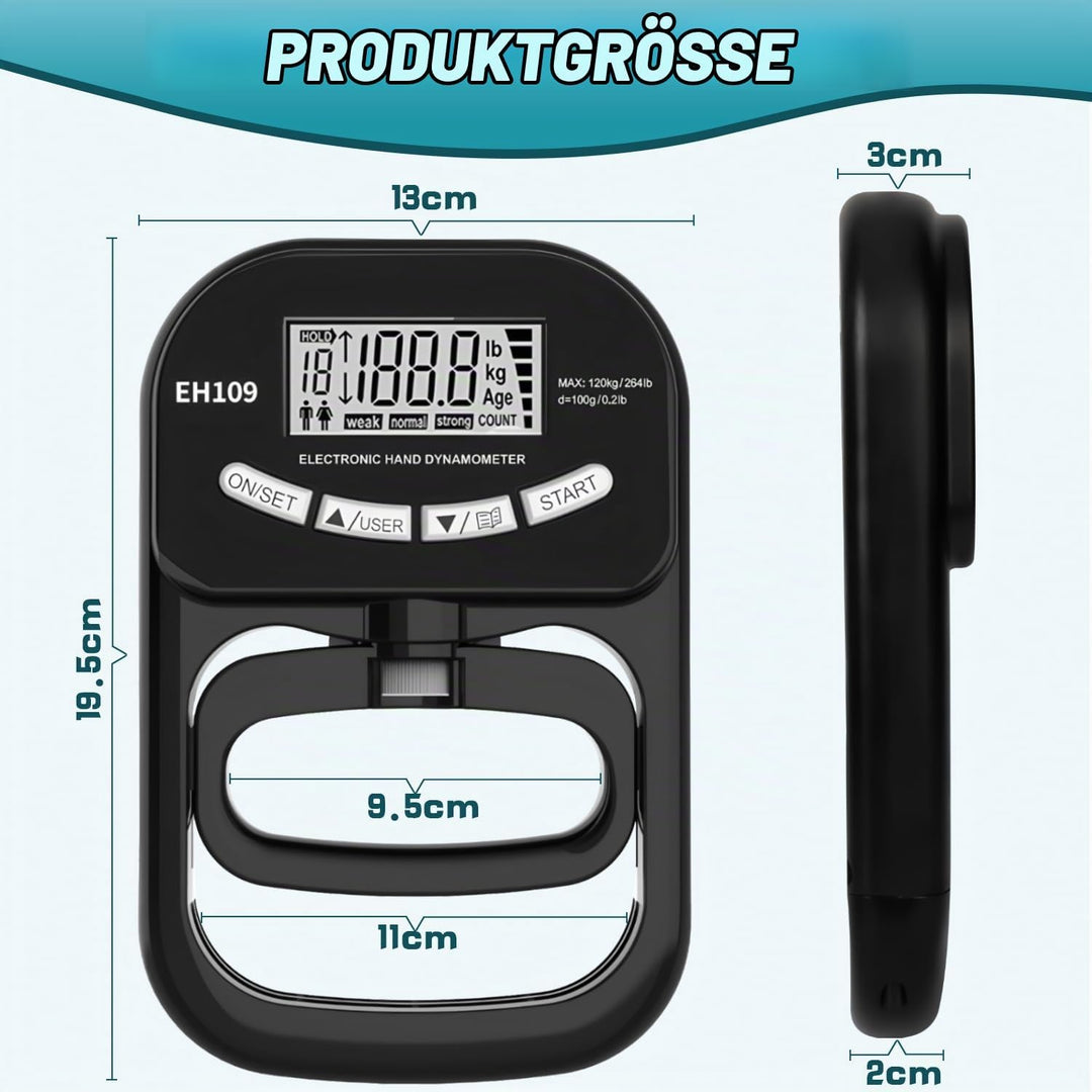 Digitaler Handkraftmessgerät,180KG Grip Strength Tester,Hand Dynamometer Schwarz,Elektronischer Grif