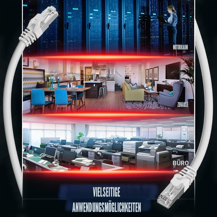 Soibke Cat 7 Lan Kabel 30m, Weiss 10Gbps 600MHz Netzwerkkabel Geschirmt S/FTP Ethernet Kabel Hochges