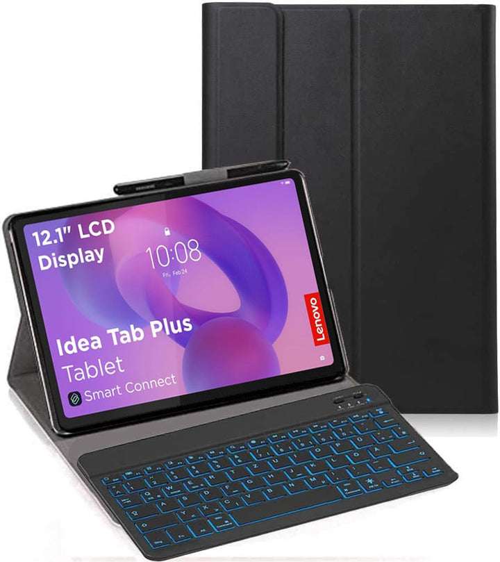 Tastatur Hülle für Lenovo Idea Tab Plus 12,1 Zoll Tablet TB365FC, [Deutsches QWERTZ] Ultraslim Hülle