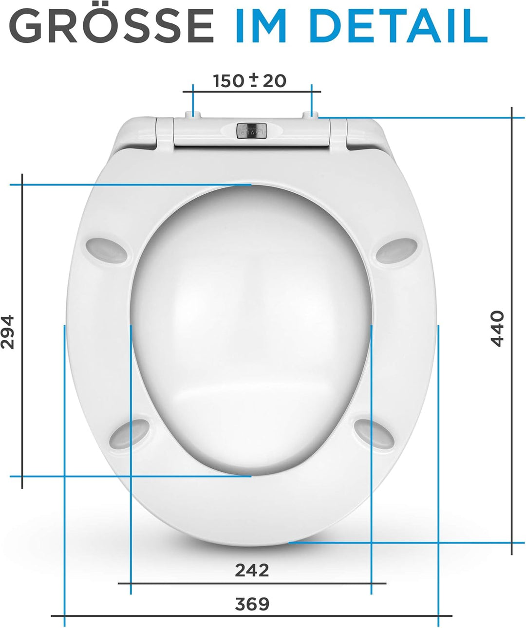 LAVUR Home & Living Toilettendeckel | Praktische Absenkautomatik für sanftes Schliessen | Haltbarer