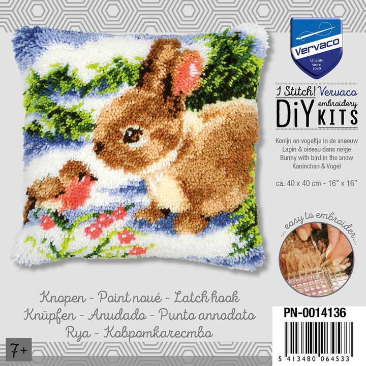 Vervaco Knüpfkissen mit Knüpfhaken, Laine, Multi, 1 Stück (1er Pack)