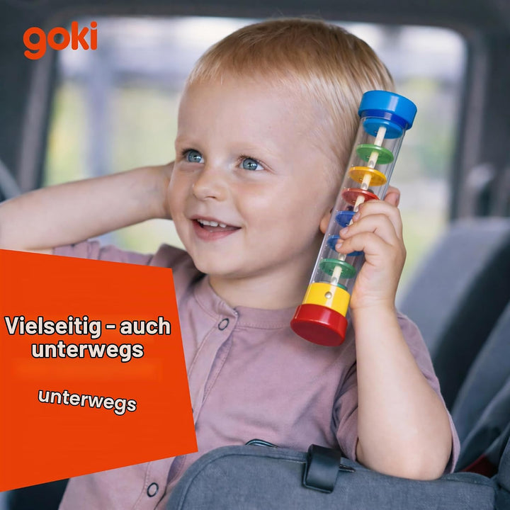 goki 61947 Regenstab, 34 cm, Klanginstrument aus Holz und Kunststoff, sensorisches Spielzeug für Kle