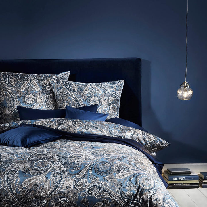 fleuresse Mako-Satin Bettwäsche Modern Classic Heerlen Indigo 1 Bettbezug 155 x 220 cm + 1 Kissenbez
