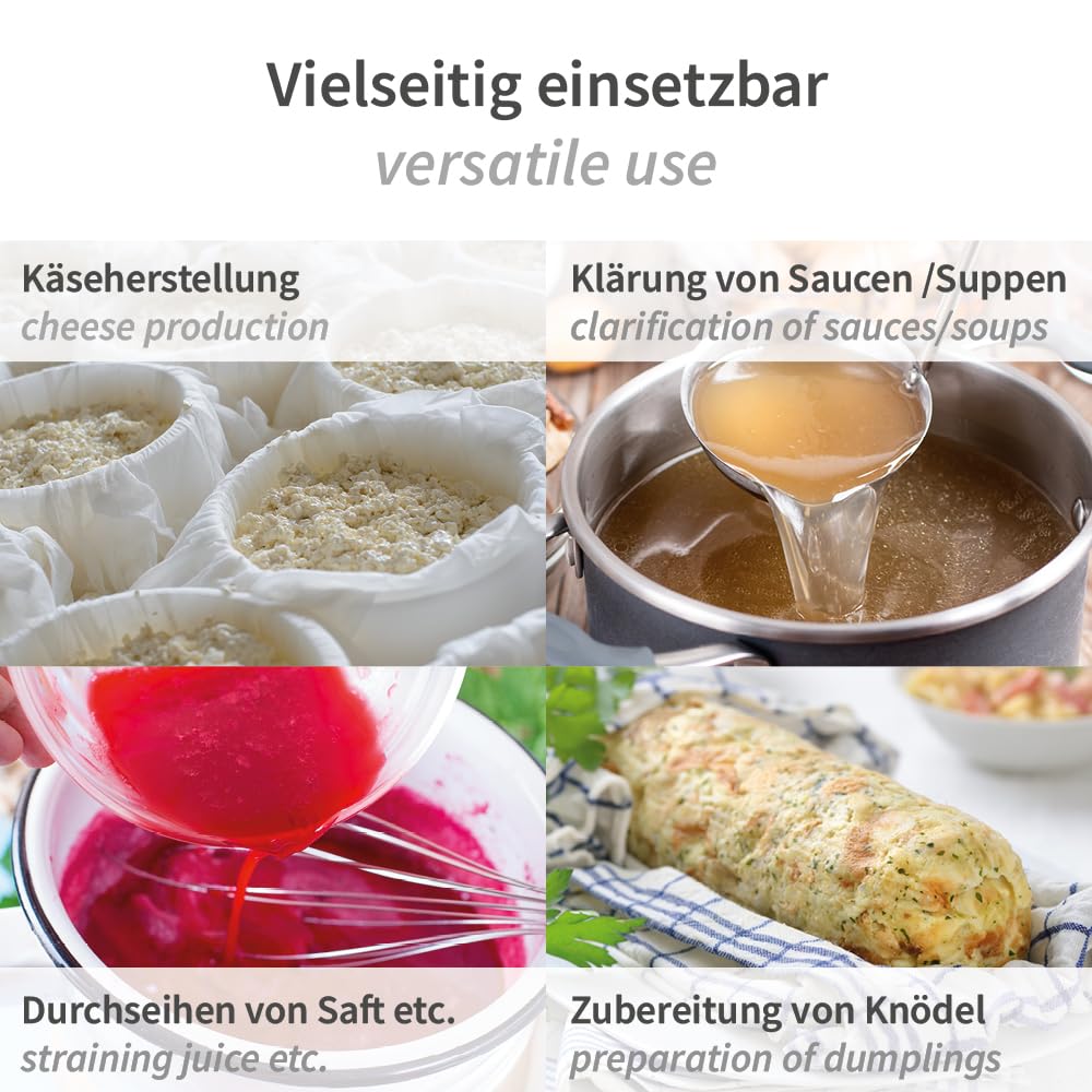 Hygostar Einweg Passiertücher Filterstar, 10x Einweg Käsetücher mit Spezial-Vliesstoff, Abseihtücher