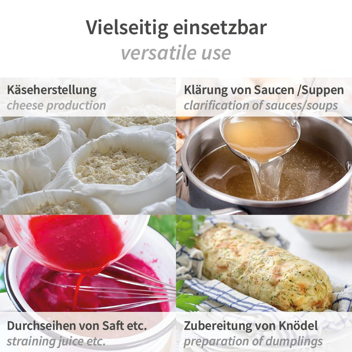 Hygostar Einweg Passiertücher Filterstar, 10x Einweg Käsetücher mit Spezial-Vliesstoff, Abseihtücher