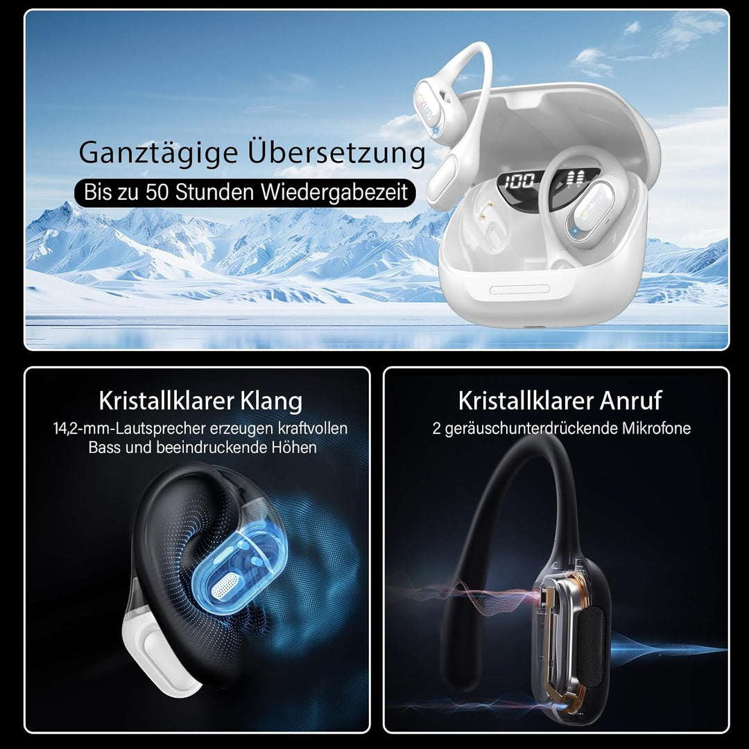 KI Übersetzer Kopfhörer 4-in-1, Echtzeit Sprachübersetzer kopfhörer, 164 Sprachen & 7 Modi, Übersetz