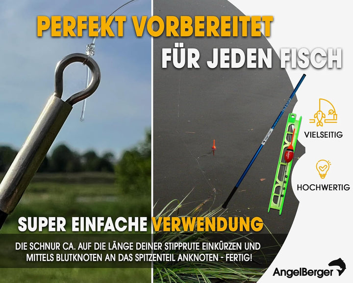 Angel-Berger Stipprute mit Fertigangel Pole Rod Kinderangel Köderfischangel Polerute Stippe Angel Se