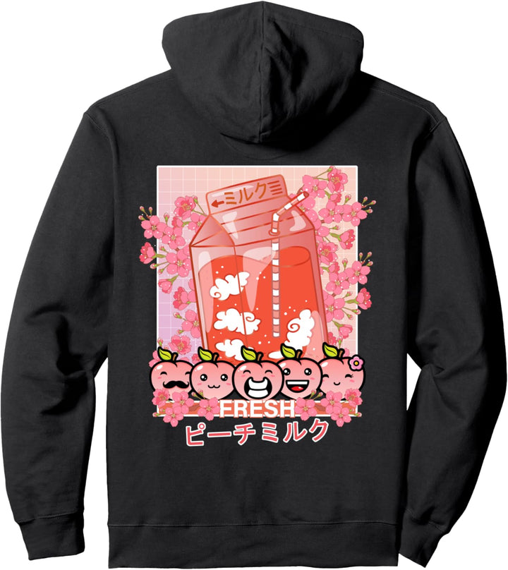 Kawaii Anime Manga 90s Japanese Pastel Goth Peach Milk Pullover Hoodie