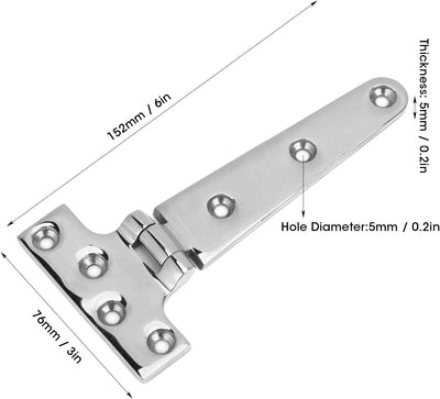 2 Stück 152 * 76mm T-Scharnier 316 Edelstahl T-Förmiges Scharnier Hochleistungs Türscharnier für Yac